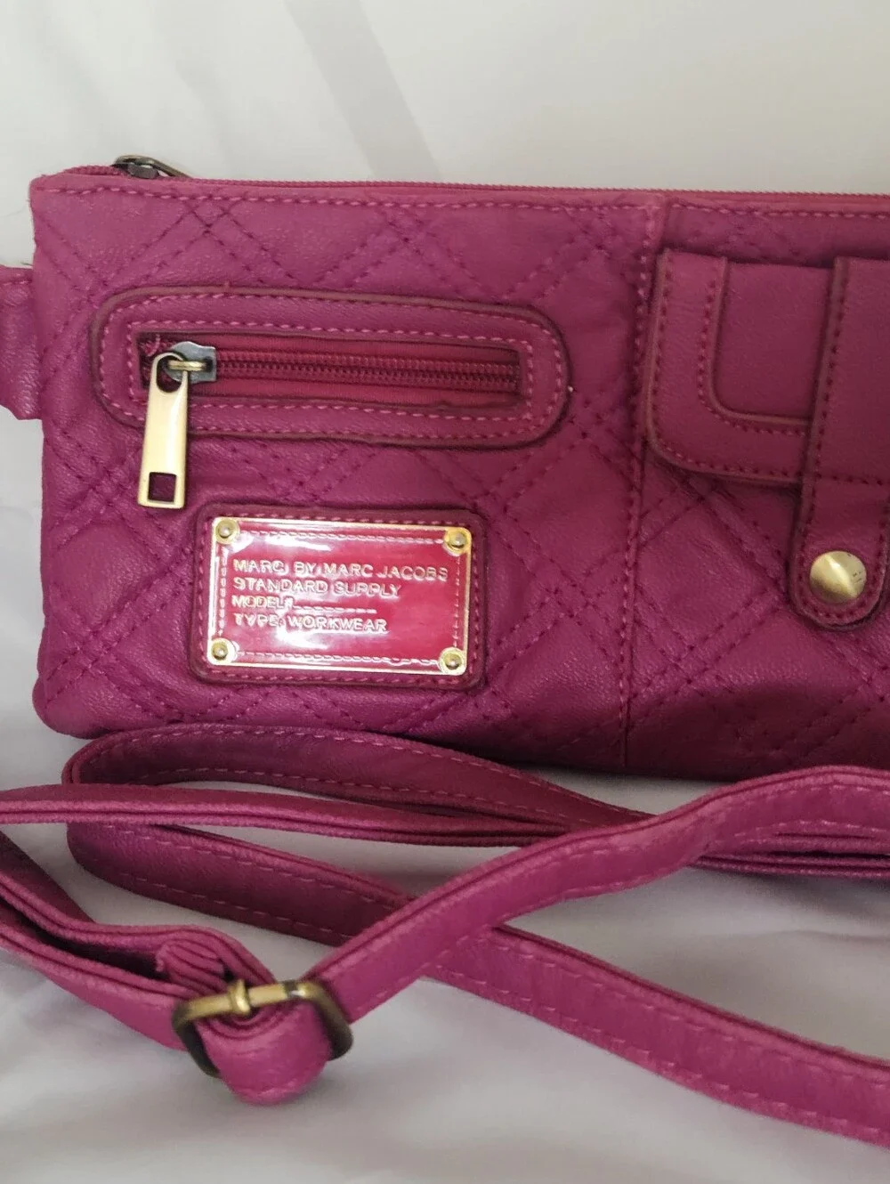 Marc Jacobs Quilted Crossbody Bag in Hot Pink Greay Shape!!